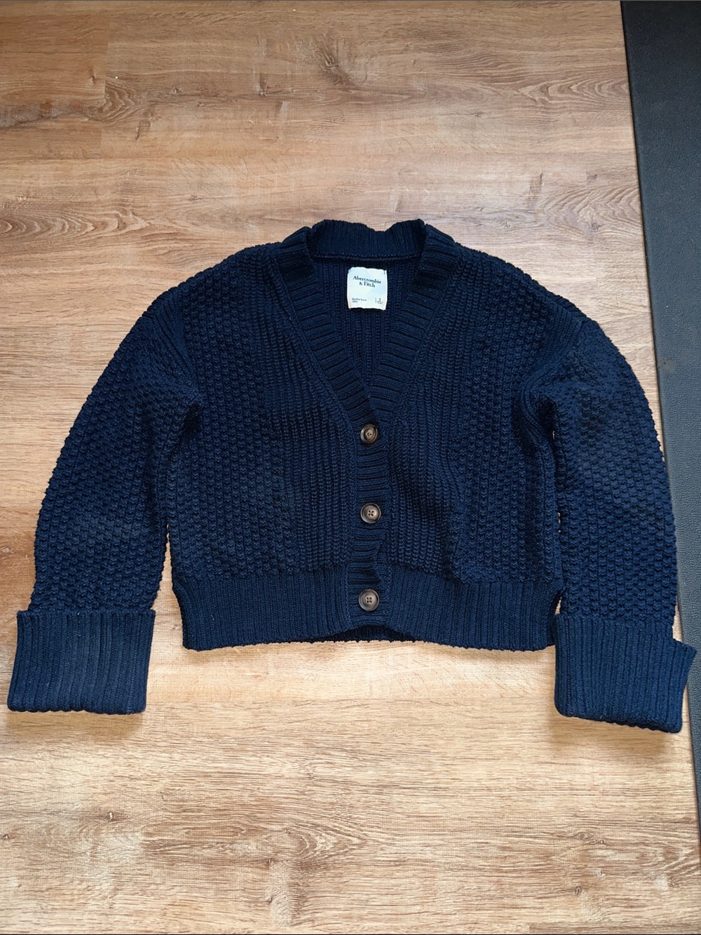 Abercrombie & Fitch Dark Navy Chunky Knit Button-Up Cardigan